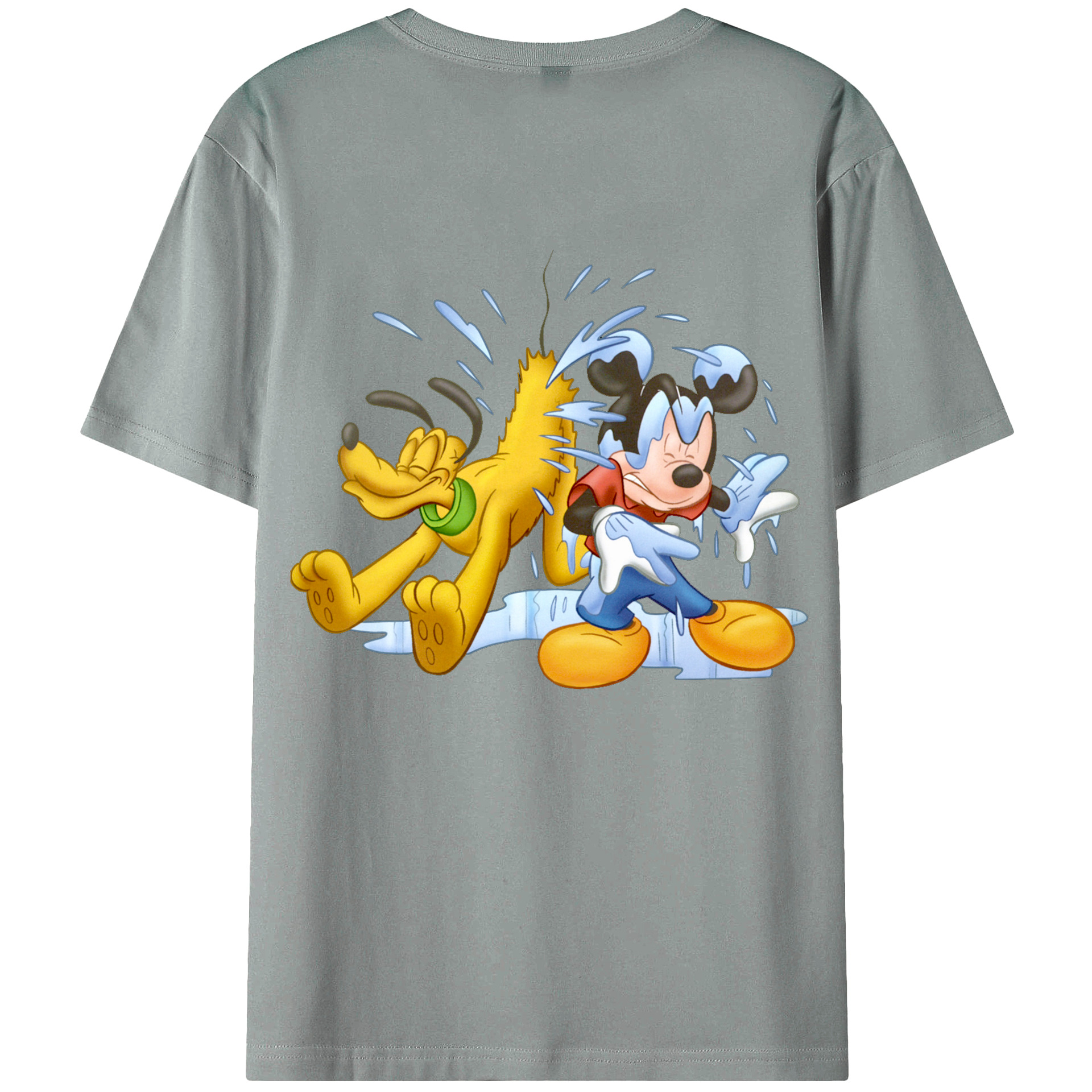 ミッキーマウス Mickey Mouse 綿100％ メンズ半袖Tシャツ（バックプリント） 通気性